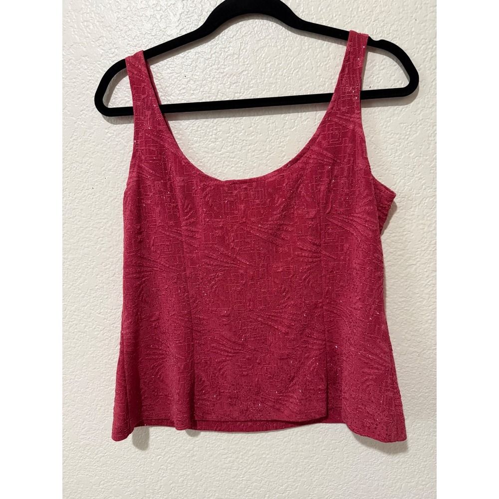 Alex Evenings Dusty Rose Glitter Jacquard Scoop Neck‎ Tank Top Shell